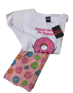 Pigiama Donna Corto 100% Cotone THINK PINK 2026 Outlet