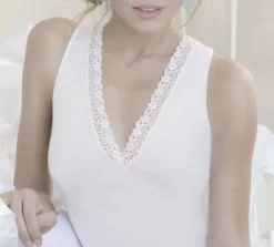 Canottiera Donna Larga Stretta Con Forma Del Seno Filo Di Scozia Con Pizzo Emmebivi 19912