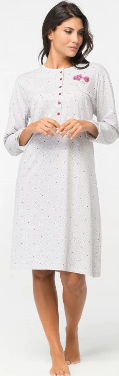 Camicia Da Notte Manica Lunga 100% Cotone Jersey Karelpiu' 415