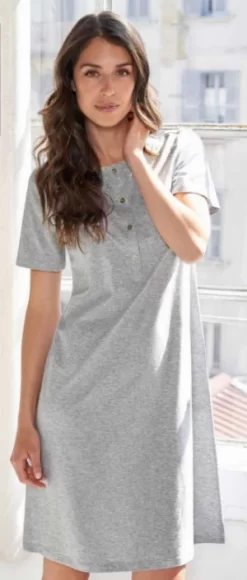 Camicia Da Notte Mezza Manica 100% Cotone Jersey Linclalor 71356