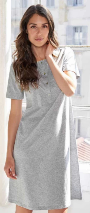 Camicia Da Notte Mezza Manica 100% Cotone Jersey Linclalor 71356 1 Camicia Da Notte Mezza Manica 100% Cotone Jersey Linclalor 71356