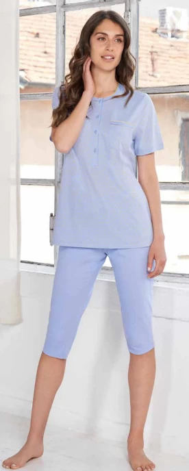 Pigiama Donna M/M Pinocchietto 100% Cotone Jersey Linclalor 74429 1 Pigiama Donna M/M Pinocchietto 100% Cotone Jersey Linclalor 74429
