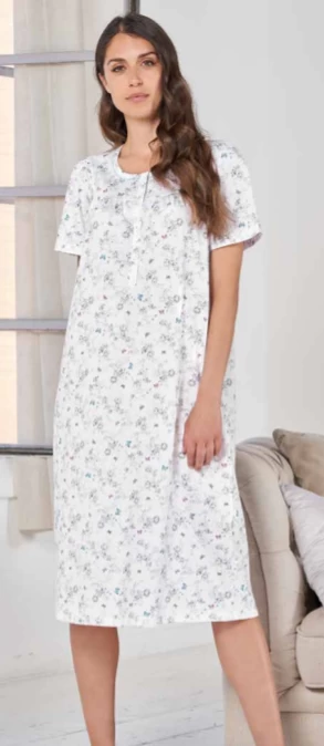 Camicia Da Notte Mezza Manica 100% Cotone Jersey Linclalor 74556 1 Camicia Da Notte Mezza Manica 100% Cotone Jersey Linclalor 74556