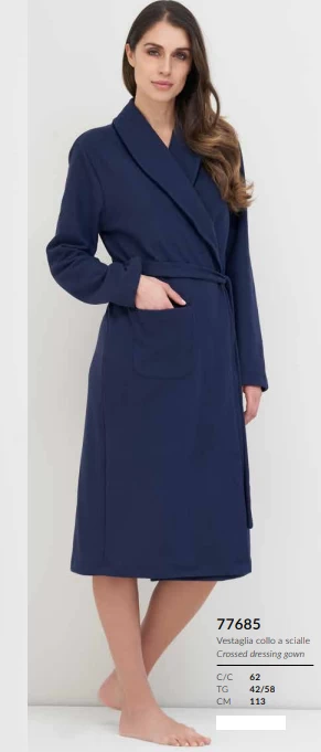 Vestaglia Donna Incrociata Cotone Felpato Linclalor 77685 1 Vestaglia Donna Incrociata Cotone Felpato Linclalor 77685