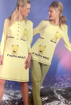 Camicia Da Notte Abito Casa 100% COTONE Interlock Linclalor 91911 Outlet