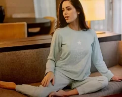 Pigiama Donna Fila 4068 Cotone Caldo Invernale -Lingerie Femminile Negozio b4067