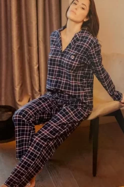 Pigiama Donna Aperto 100% Cotone Flanella Fila 4076 -Lingerie Femminile Negozio b4076