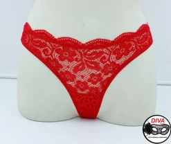 Perizoma Donna Rosso Pizzo E Tulle Diva By Prive 1452