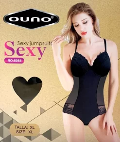 Body Sexy Imbottito Microfibra E Pizzo Ouno 8088